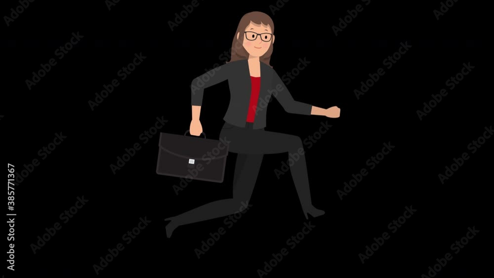 Businesswoman Characters Running on Alpha Businesswoman Characters Running on Alpha