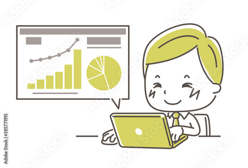 業績好調で喜ぶビジネスマンのイラスト