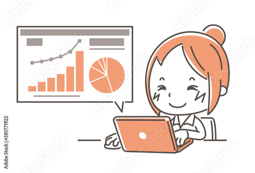 業績好調で喜ぶビジネスウーマンのイラスト