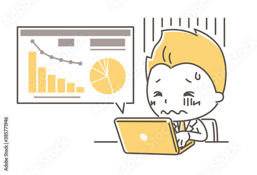 業績不振でショックを受けるビジネスマンのイラスト