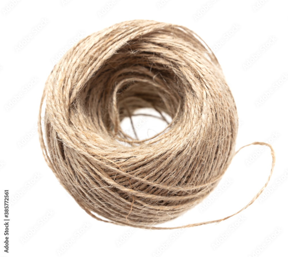 A ball of linen thread isolated on a white background.