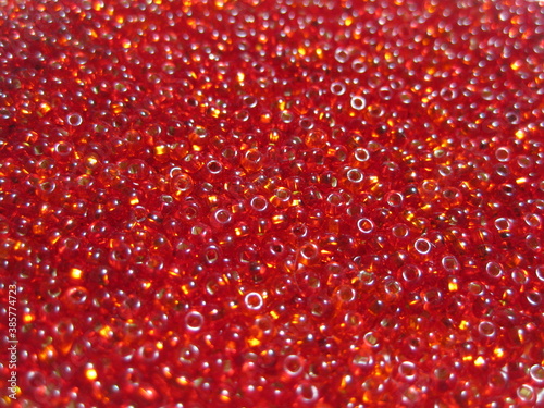Red beads close-up.