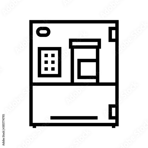 medicine factory machine line icon vector. medicine factory machine sign. isolated contour symbol black illustration