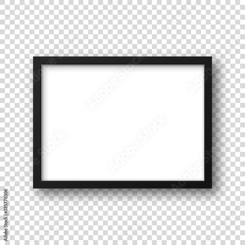 Realistic picture frame isolated on transparent background. Blank poster mockup. Empty photo frame. Vector illustration.