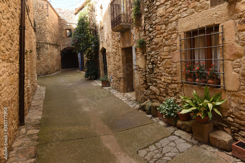 stret of the village of Palau-Sator  Baix Emporda  Girona province  Catalonia  Spain