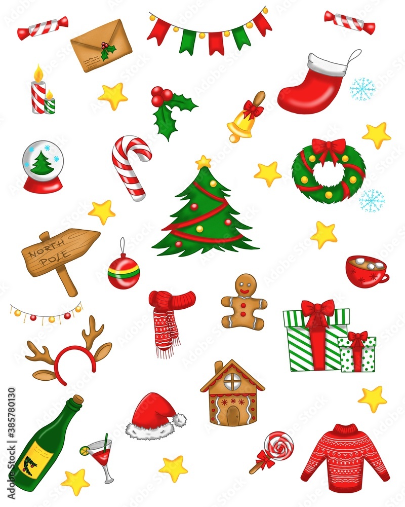 Naklejka premium Christmas set.