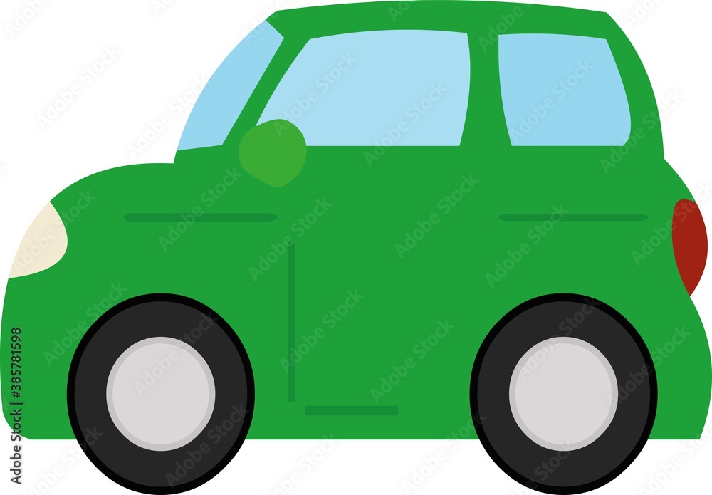 Vector emoticon illustration of a simple green car Stock Vector Adobe