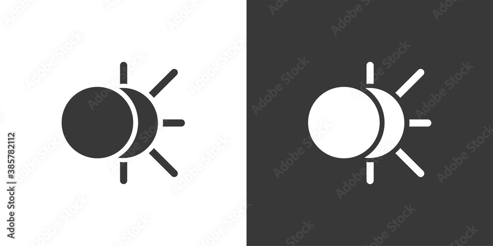 Solar eclipse. Isolated icon on black and white background. Weather vector illustration Solar eclipse. Isolated icon on black and white background. Weather vector illustration