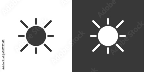 Sunny day. Isolated icon on black and white background. Weather vector illustration