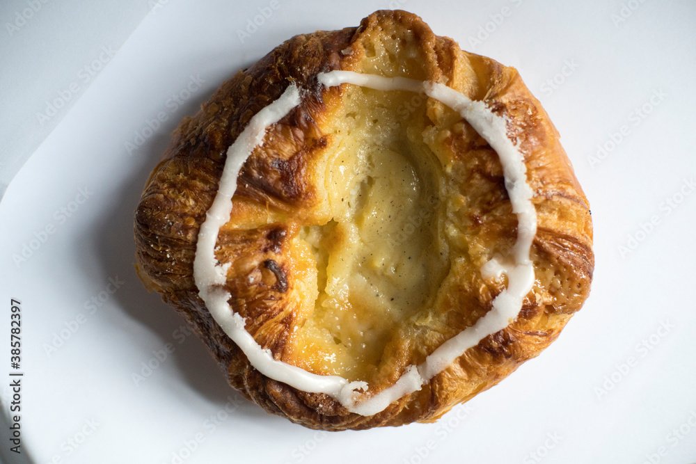 Spandauer traditional danish pastry with flaky laminated dough vanilla