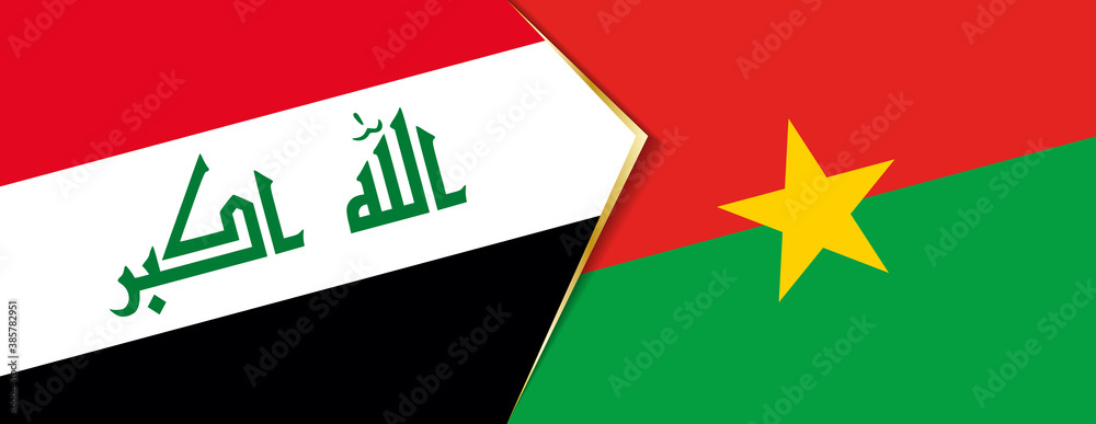 Iraq and Burkina Faso flags, two vector flags. Iraq and Burkina Faso flags, two vector flags.
