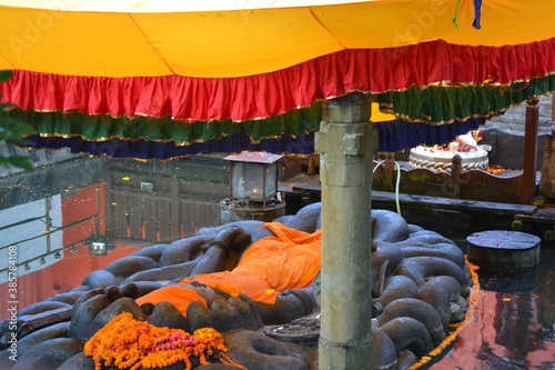 Budhanilkantha Temple sleeping statue in Kathmandu, Nepal