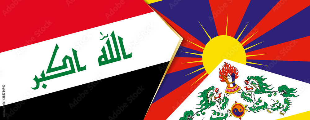 Iraq and Tibet flags, two vector flags. Iraq and Tibet flags, two vector flags.