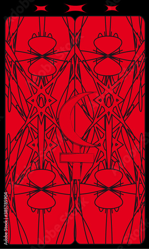 Tarot cards - back design. Lilith on a red background
