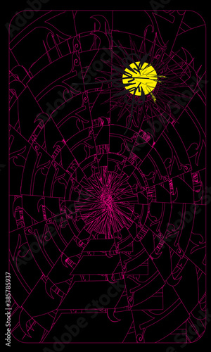 Tarot cards - back design. Step to the sun