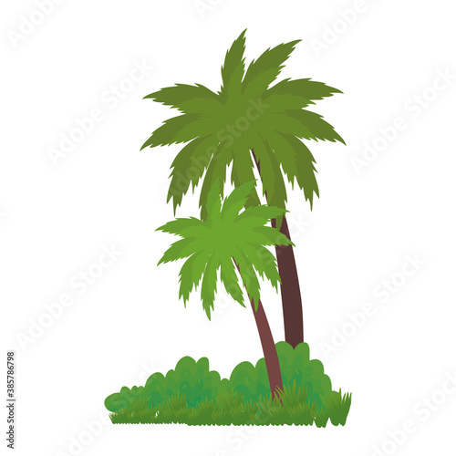 Palm trees design, Beach summer vacation tropical relaxation outdoor nature tourism relax lifestyle and paradise theme Vector illustration