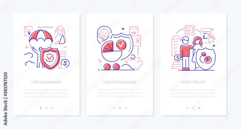 Life insurance - vector line design style web banners Stock Vector ...