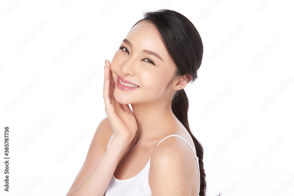 Beautiful young asian woman with clean fresh skin on white background, Face care, Facial treatment, Cosmetology, beauty and spa, Asian women portrait Beautiful young asian woman with clean fresh skin on white background, Face care, Facial treatment, Cosmetology, beauty and spa, Asian women portrait