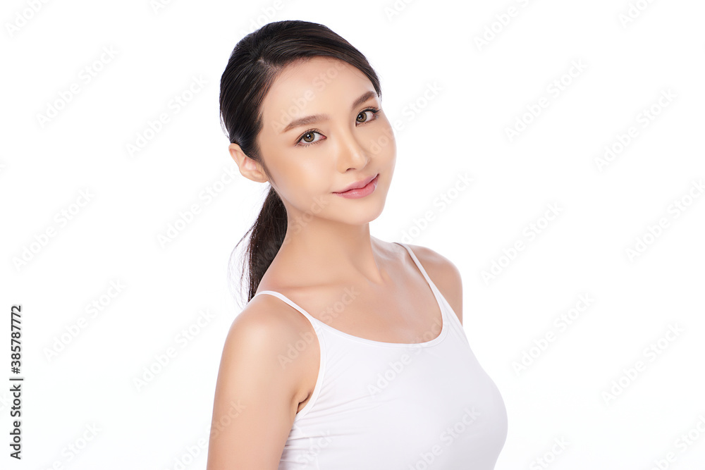 Beautiful young asian woman with clean fresh skin on white background, Face care, Facial treatment, Cosmetology, beauty and spa, Asian women portrait Beautiful young asian woman with clean fresh skin on white background, Face care, Facial treatment, Cosmetology, beauty and spa, Asian women portrait