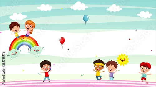 Group Of Funny Children Playing