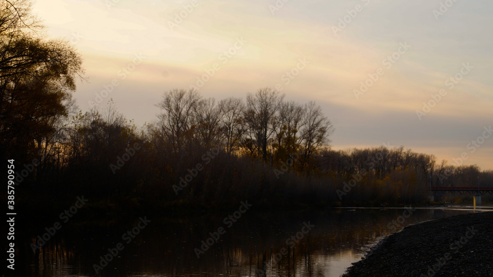 sunset over the river