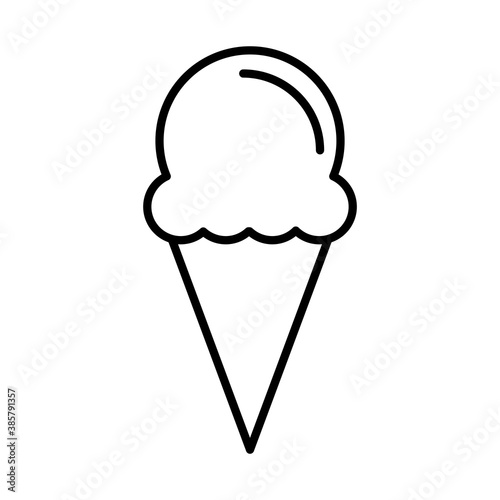 Sweet ice cream cone sticker and line style icon design, dessert delicious sugar snack and tasty theme Vector illustration