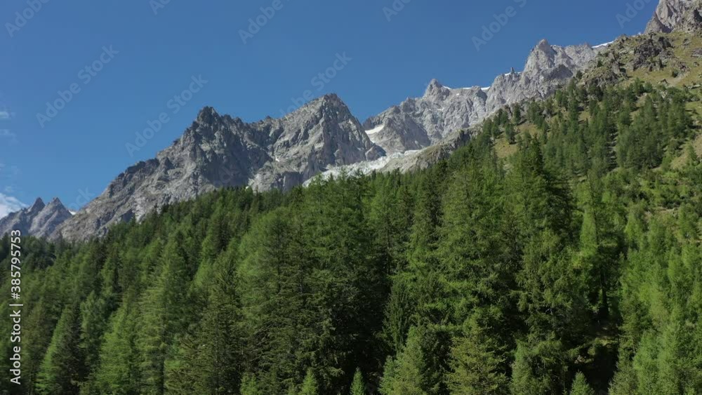 Southern Side of Mont Blanc Massif From Aerial Footage. Vel Ferret Valley Region Southern Side of Mont Blanc Massif From Aerial Footage. Vel Ferret Valley Region