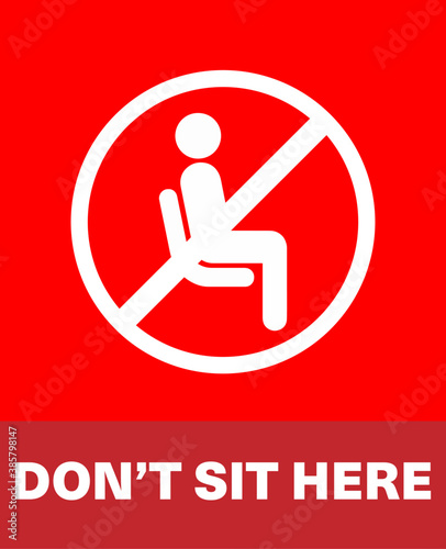 Please Dont Use This Seat or Please Don't Sit Here printable pictogram for public places.