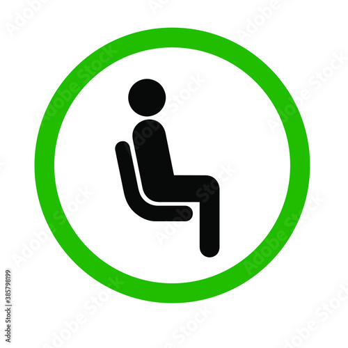 Please Sit Here signage inside green circle vector illustration