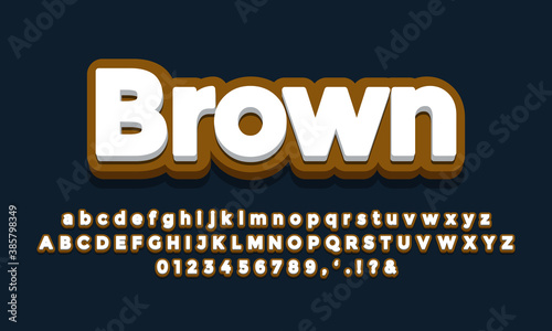 brown with white 3d font effect or text effect design