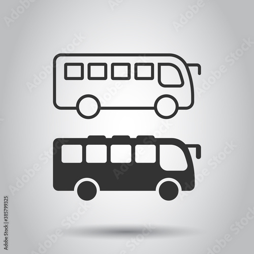 Bus icon in flat style. Coach vector illustration on white isolated background. Autobus vehicle business concept.