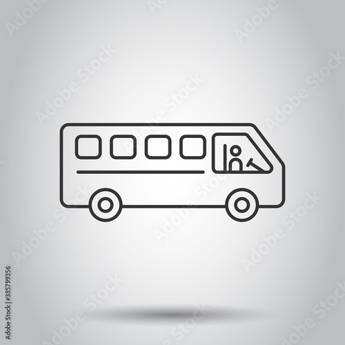 Bus icon in flat style. Coach vector illustration on white isolated background. Autobus vehicle business concept.