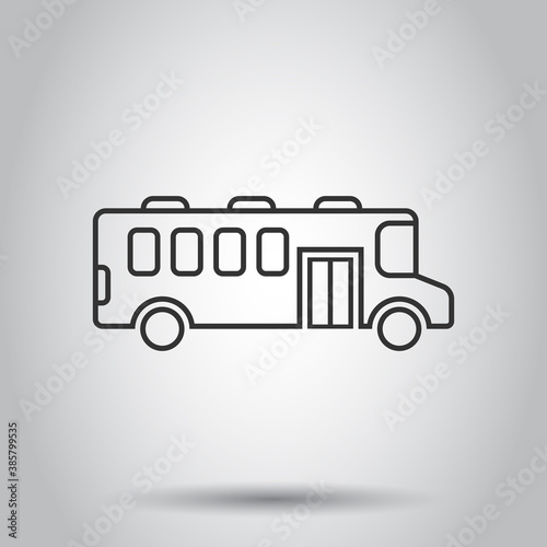 Bus icon in flat style. Coach vector illustration on white isolated background. Autobus vehicle business concept.