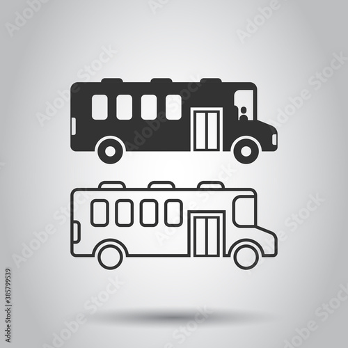 Bus icon in flat style. Coach vector illustration on white isolated background. Autobus vehicle business concept.