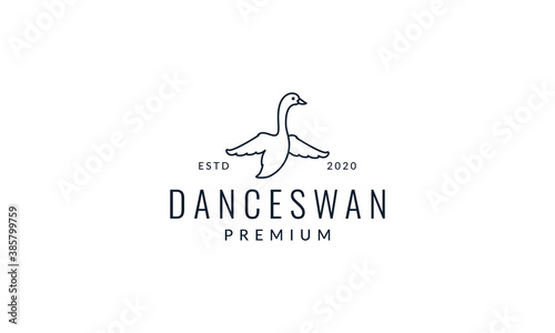 swan or goose fly line modern  logo vector illustration design