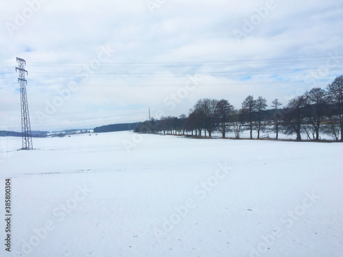 Snow covered field, Winter landscape in Czech republic © April Wong