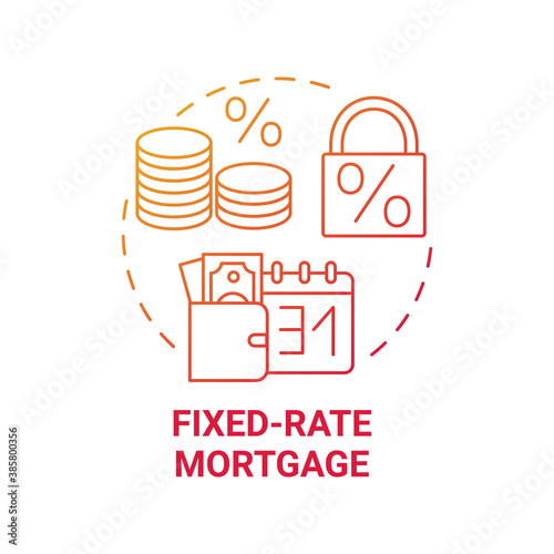 Fixed-rate mortgage concept icon. Primary loan type idea thin line illustration. Fully amortizing mortgage loan. Tight monthly budget. Fixed cost. Vector isolated outline RGB color drawing