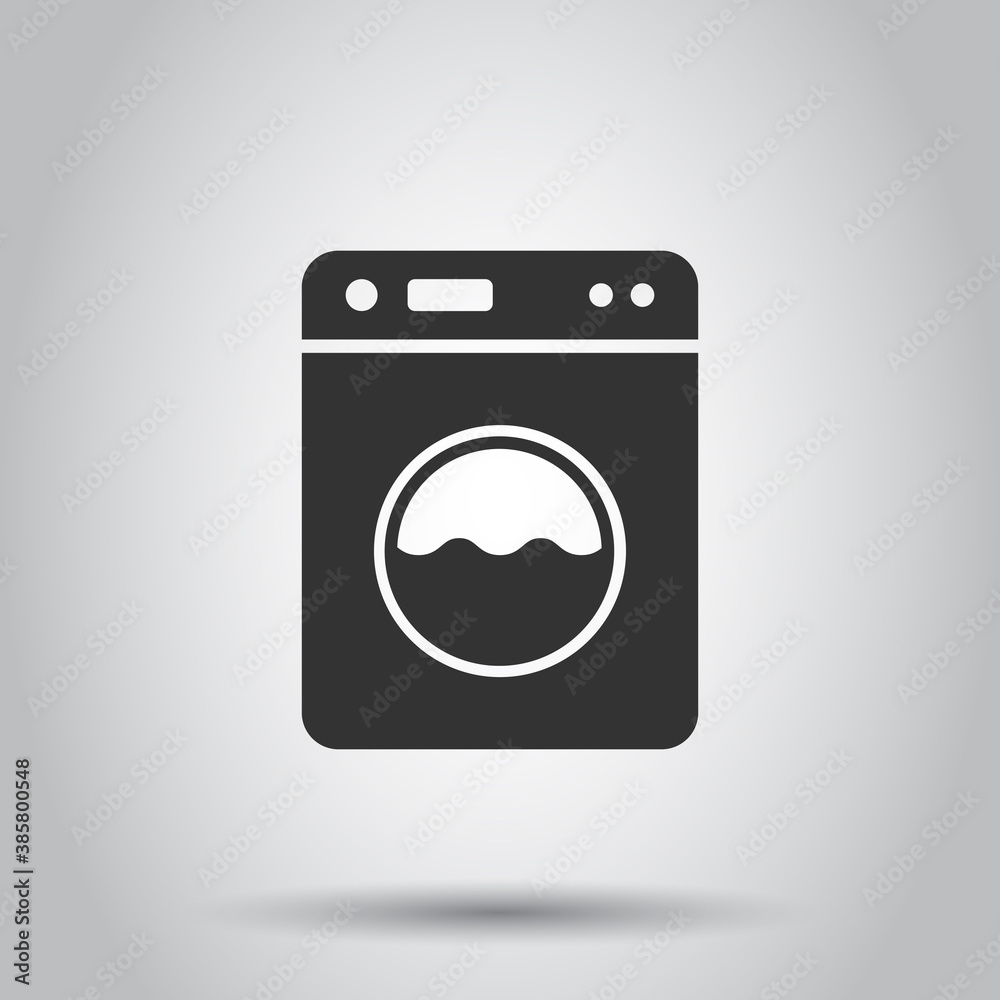 Washing machine icon in flat style. Washer vector illustration on white isolated background. Laundry business concept. Washing machine icon in flat style. Washer vector illustration on white isolated background. Laundry business concept.