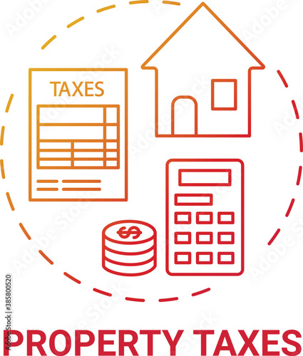Property taxes concept icon. Mortgage payment element idea thin line illustration. Borrowers monthly mortgage bills. Real estate owners. Escrow account. Vector isolated outline RGB color drawing