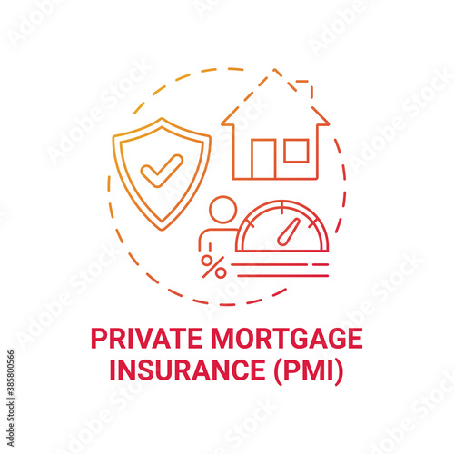 Private mortgage insurance concept icon. Mortgage payment element idea thin line illustration. PMI. Conventional loan. Real estate investing. Added expense. Vector isolated outline RGB color drawing