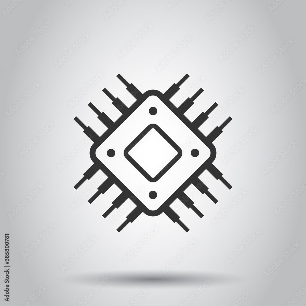Computer cpu icon in flat style. Circuit board vector illustration on white isolated background. Motherboard chip business concept. Computer cpu icon in flat style. Circuit board vector illustration on white isolated background. Motherboard chip business concept.