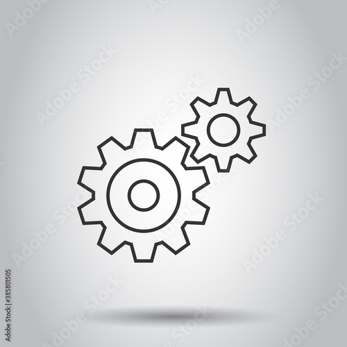 Gear vector icon in flat style. Cog wheel illustration on white isolated background. Gearwheel cogwheel business concept.
