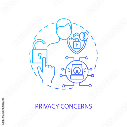 Privacy concerns concept icon. Telemedicine challenges. Patient confidential data. Futuristic health treatment idea thin line illustration. Vector isolated outline RGB color drawing