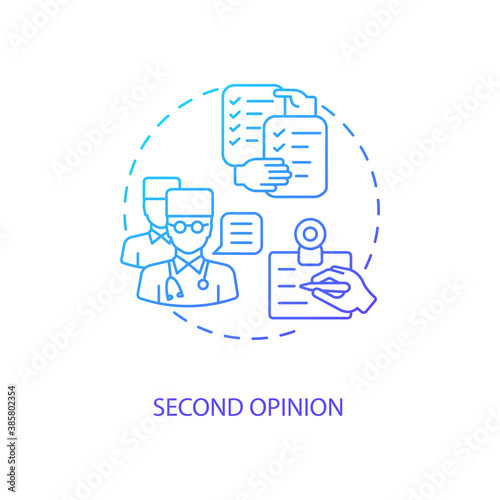Second opinion concept icon. Telemedicine pros. Advantages of online treatment services. Healthcare future system idea thin line illustration. Vector isolated outline RGB color drawing