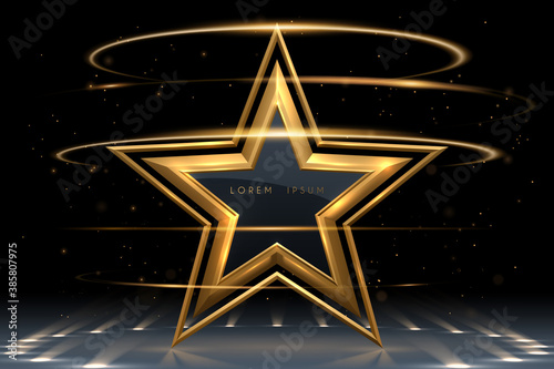 Gold star shape with light effect