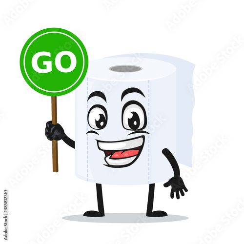 vector illustration of roll toilet paper mascot or character
