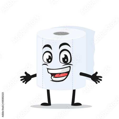 vector illustration of roll toilet paper mascot or character