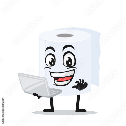vector illustration of roll toilet paper mascot or character