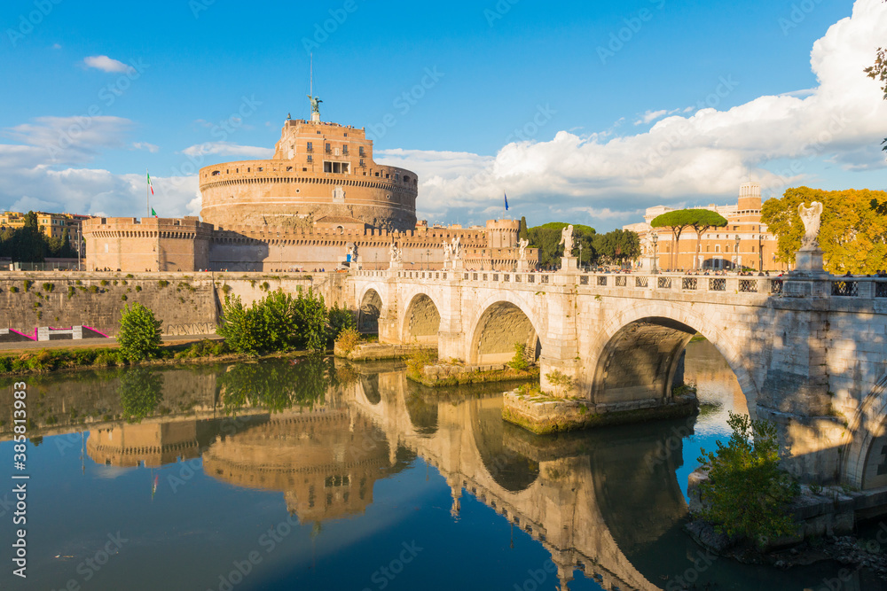Exterior view of Mausoleum of Hadrian and arch bridge Exterior view of Mausoleum of Hadrian and arch bridge