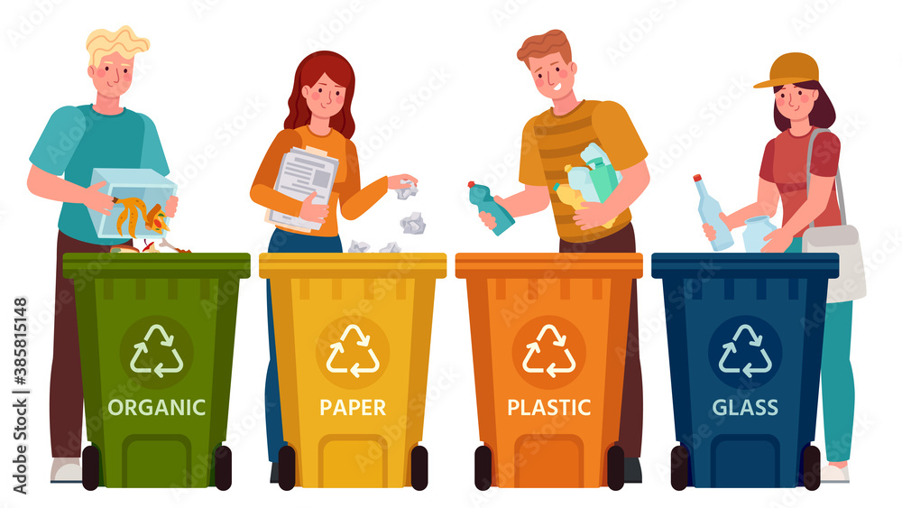 Premium Vector  Waste sorting bins